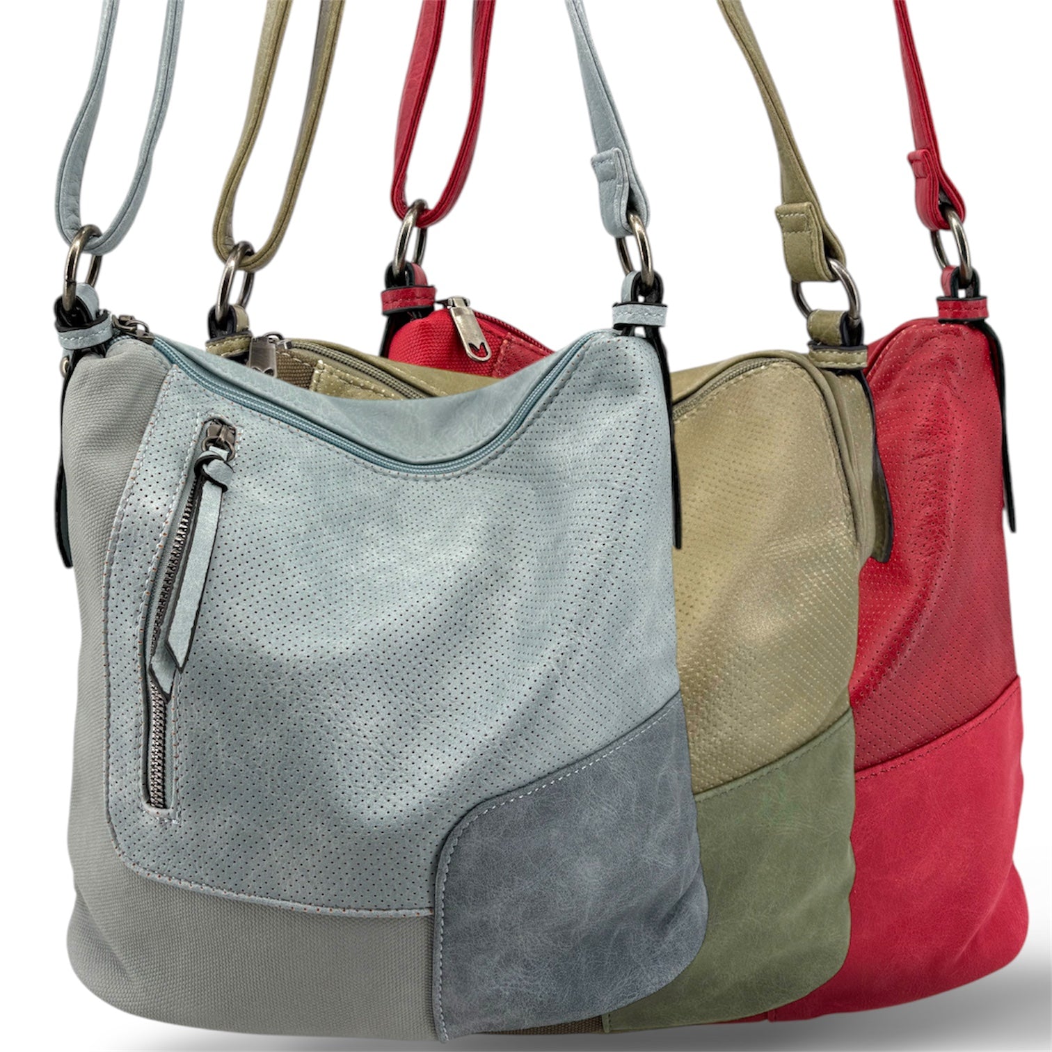 7355 - Patch Design Vegan Hobo Bag - 8 Colors NEW