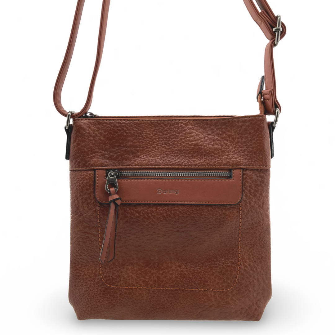 YD-7927 - Vegan Leather Flat Shoulder Bag - Medium Small - 9 Colors