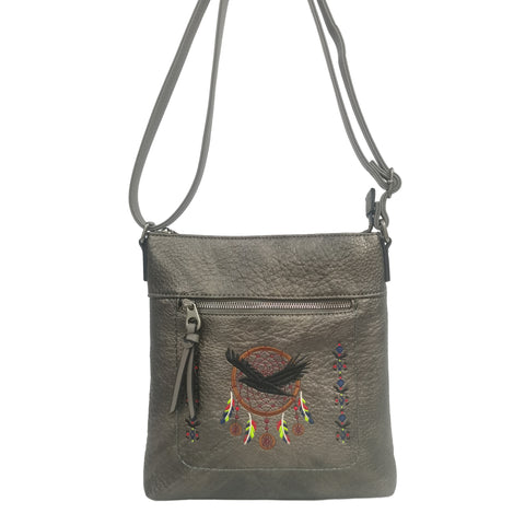 CD-7927 - Native Design Vegan Leather Flat Shoulder Bag - 6 Colors