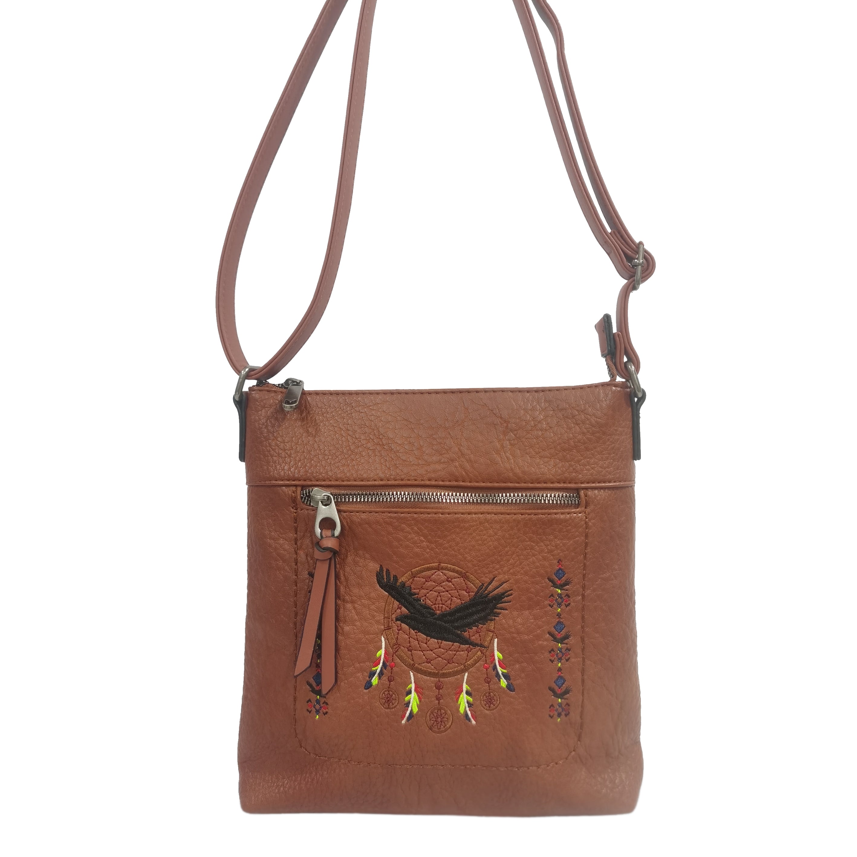 CD-7927 - Native Design Vegan Leather Flat Shoulder Bag