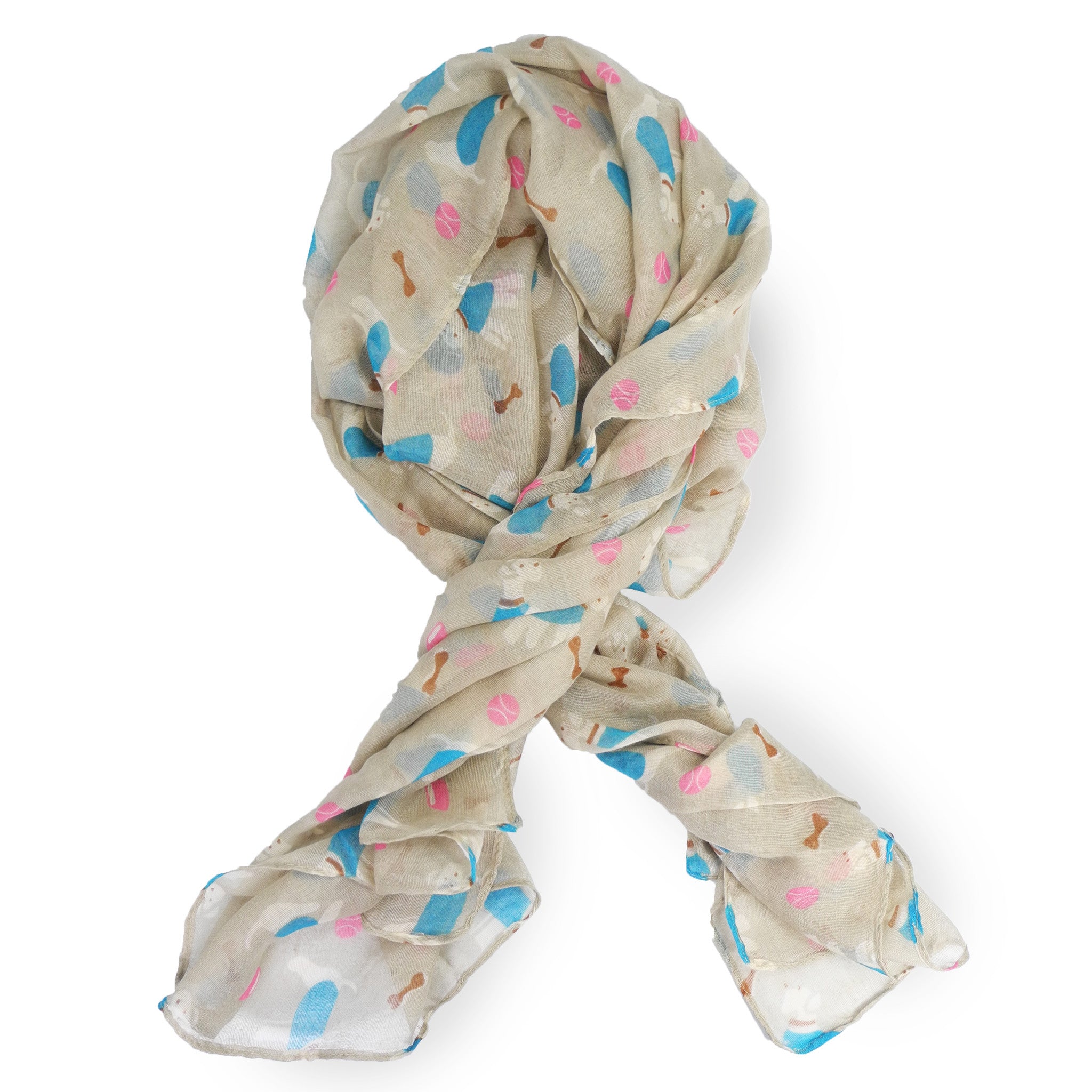 SAB01 - Puppy Dog Pattern Oblong Scarf - Khaki