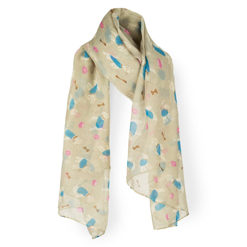 SAB01 - Puppy Dog Pattern Oblong Scarf - Khaki