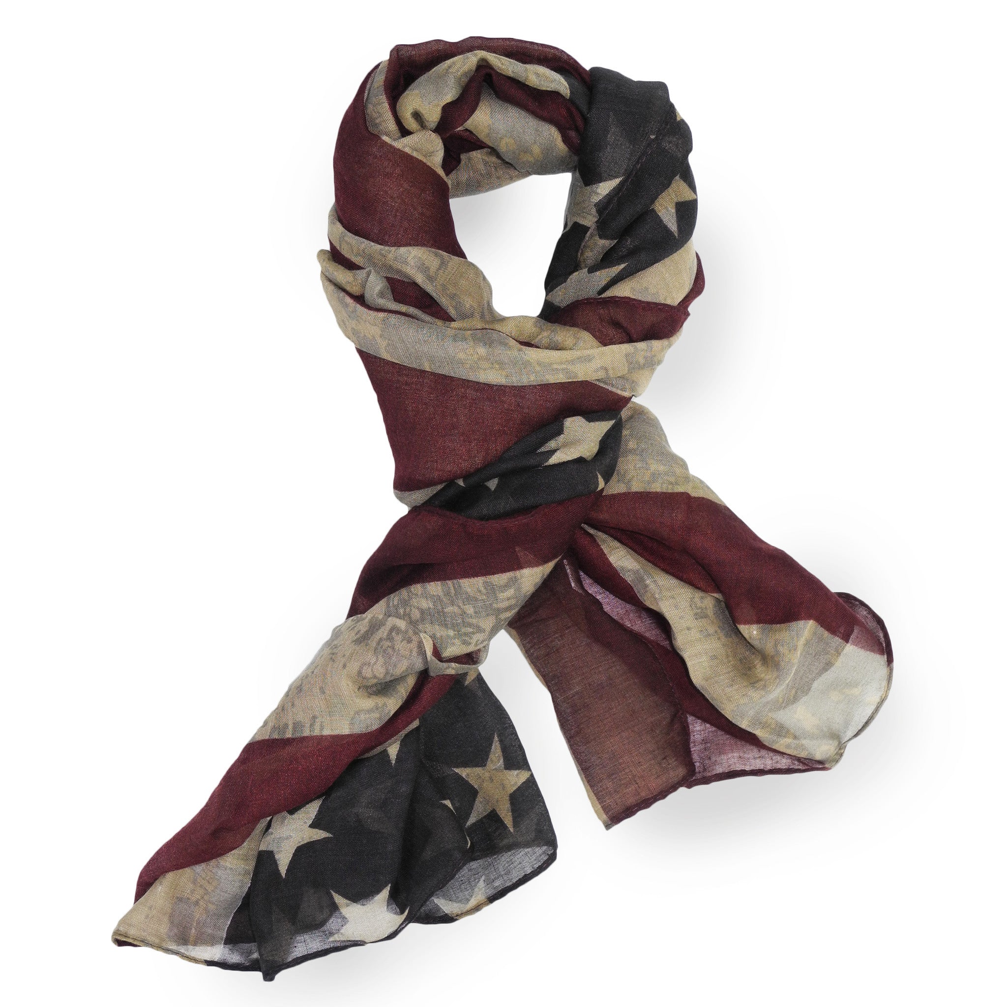 SAB02 - United States Flag Pattern Oblong Scarf - Vintage
