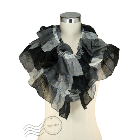 SSY319-01 Water-colour Crinkle Scarf Black