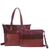 YD-6135 - Darling Satchel Bag - 2 Bag Set - Dark Red
