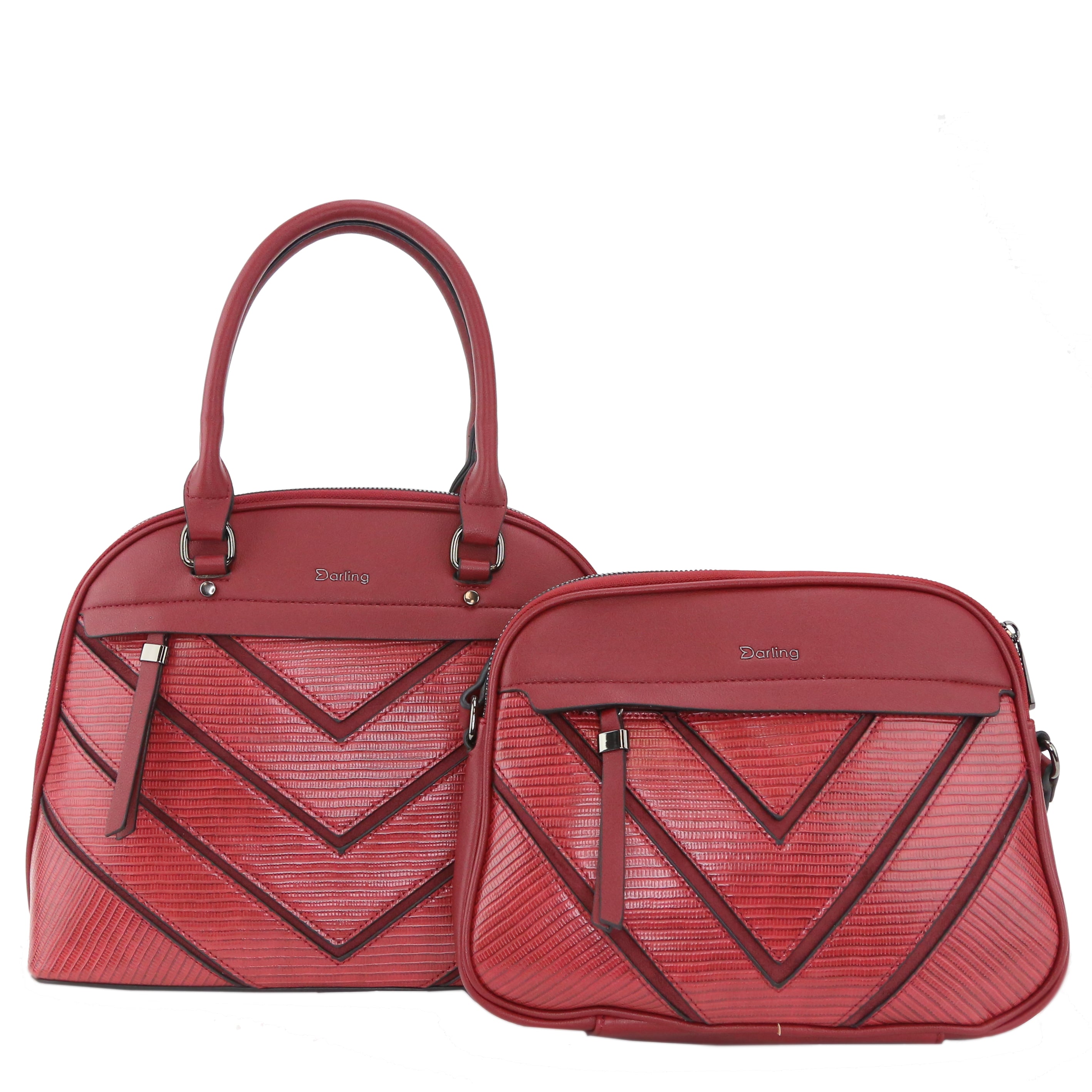 YD-7578 - Chevron Pattern Handbag &amp; Shoulder Bag - 2 Bag Set - SALE