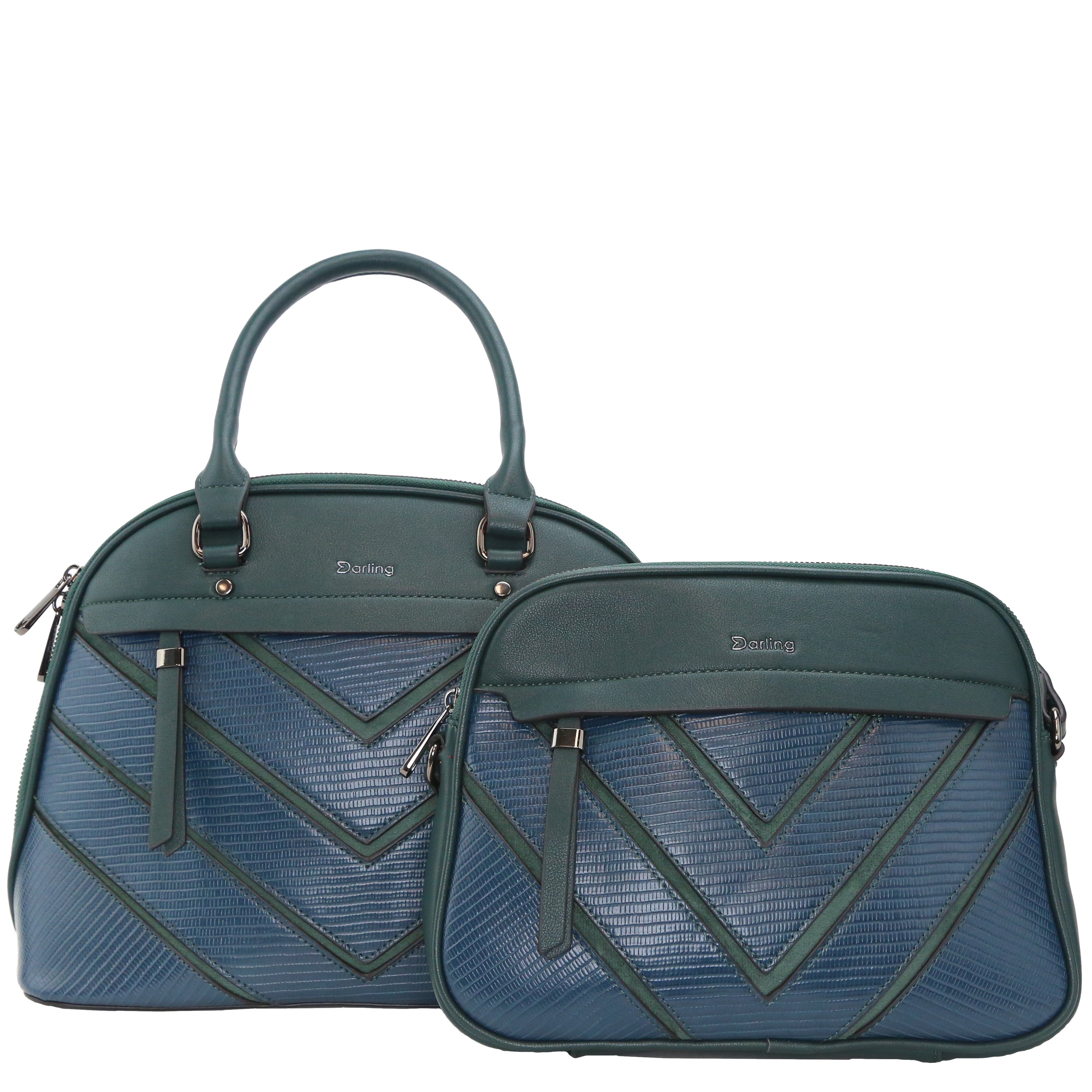 YD-7578 - Chevron Pattern Handbag &amp; Shoulder Bag - 2 Bag Set - SALE
