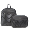 YD-7845 - Chevron Two Tone Backpack & Shoulder Bag - 2 Bag Set - 5 Colors