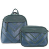YD-7845 - Chevron Two Tone Backpack & Shoulder Bag - 2 Bag Set - 5 Colors